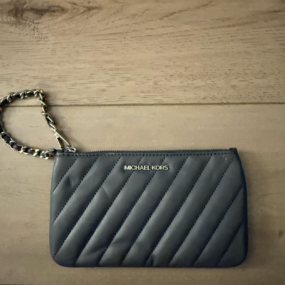 Michael Kors Gray Quilted Wristlet